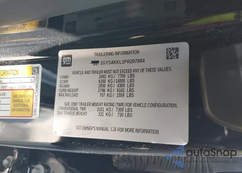 2023 Cadillac Escalade Esv 4Wd Premium Luxury z USA, uszkodzony, nr VIN 1GYS4KKL1PR207884